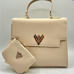 Valentino Orlandi Elegant Cream Handbag Set